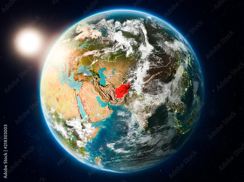 Afghanistan with sunset from space Afghanistan with sunset from space