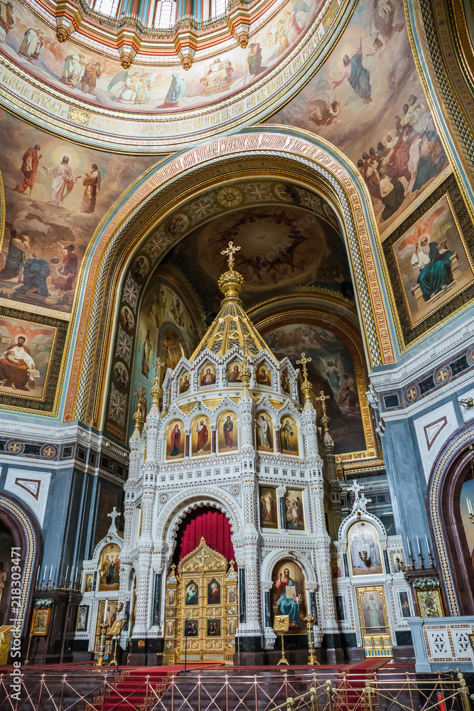 Interior in Cathedral of Christ the Savior in Moscow. Russia.