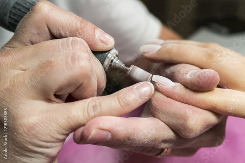 nail beauty process, polishing and painting