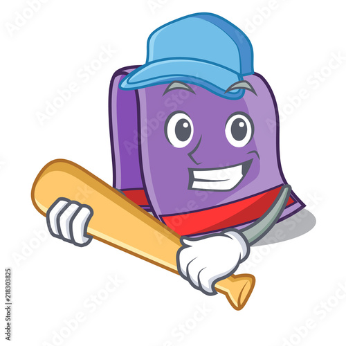 Playing baseball towel character cartoon style photo