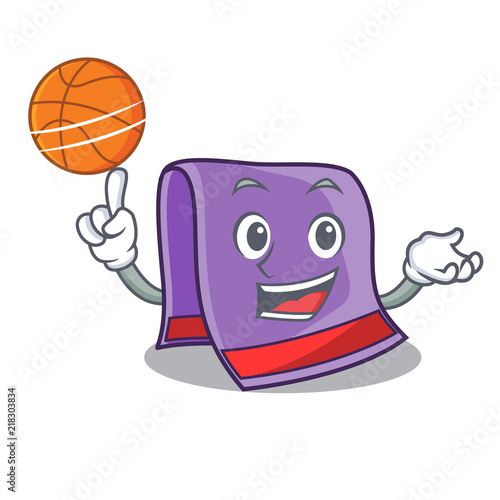 With basketball towel character cartoon style photo