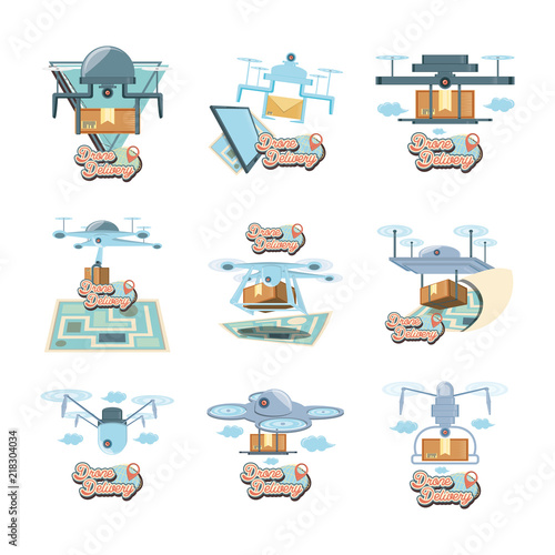drone service set icons vector illustration design