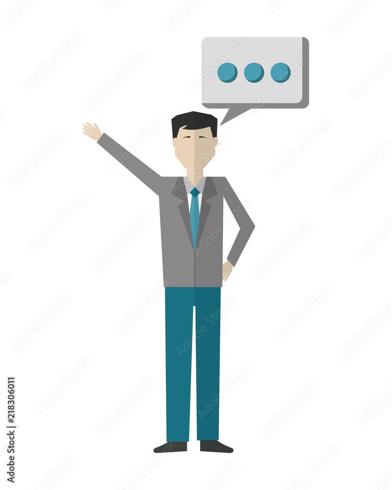 businessman with speech bubble avatar character