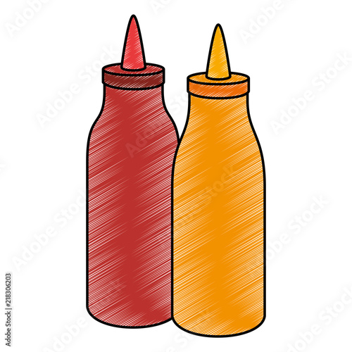 ketchup and mustard bottles