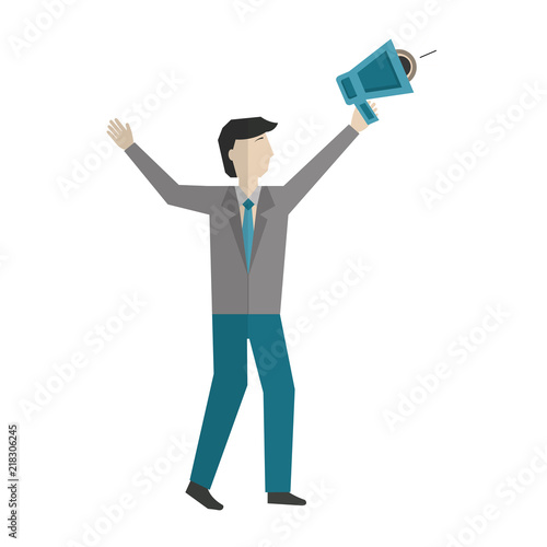 businessman with megaphone avatar character © Gstudio