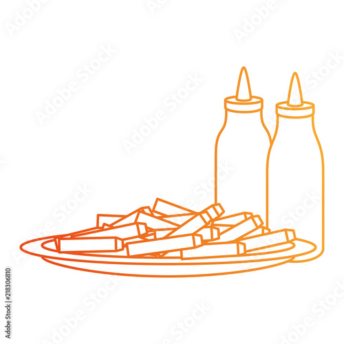 delicious french fries with sauces