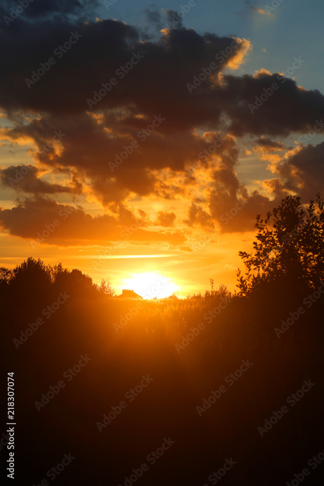 Beautiful photo of a bright sunset