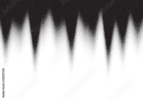 Dotwork gradient background, black and white scattered stipple dots