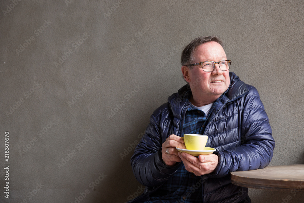 Senior Man Sitting Alone with Coffee Senior Man Sitting Alone with Coffee