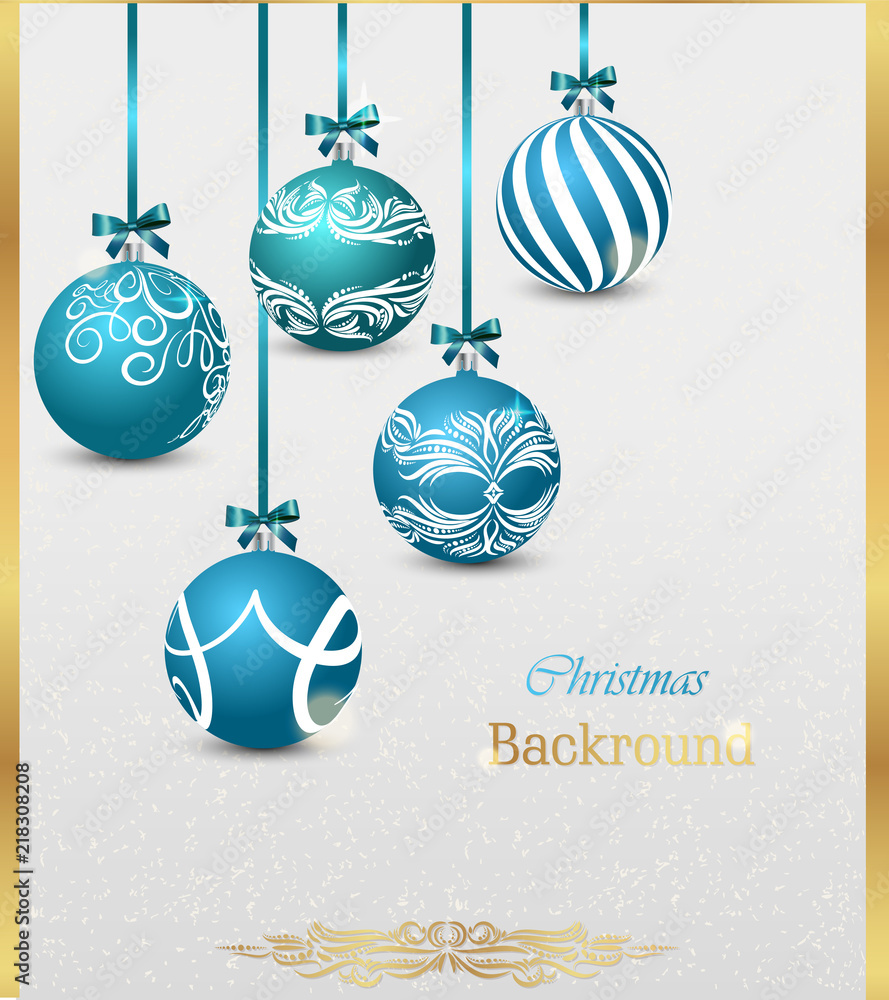 Vector Christmas background with golden ribbons