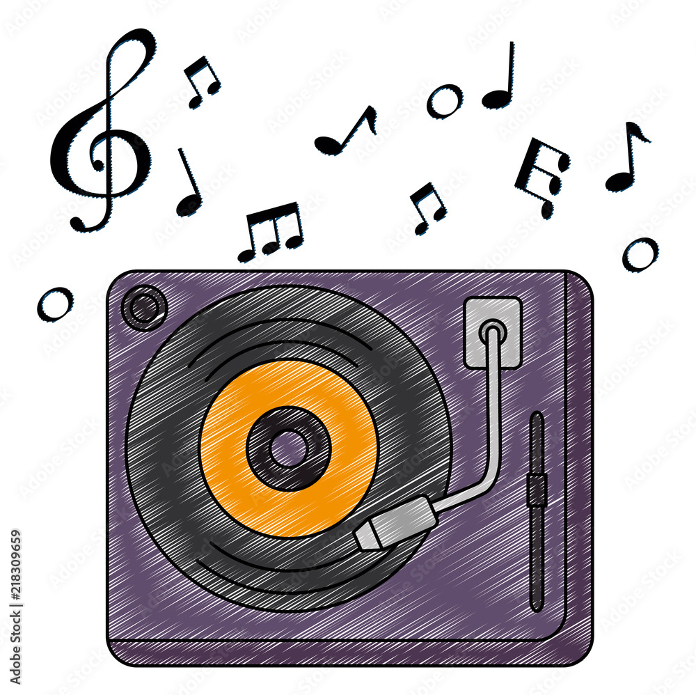 vinyl turntable with music notes vinyl turntable with music notes