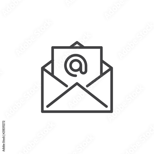 Envelope with message outline icon. linear style sign for mobile concept and web design. Open mail simple line vector icon. Email symbol, logo illustration. Pixel perfect vector graphics