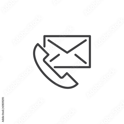 Contact us outline icon. linear style sign for mobile concept and web design. Telephone handset and envelope letter simple line vector icon. Symbol, logo illustration. Pixel perfect vector graphics