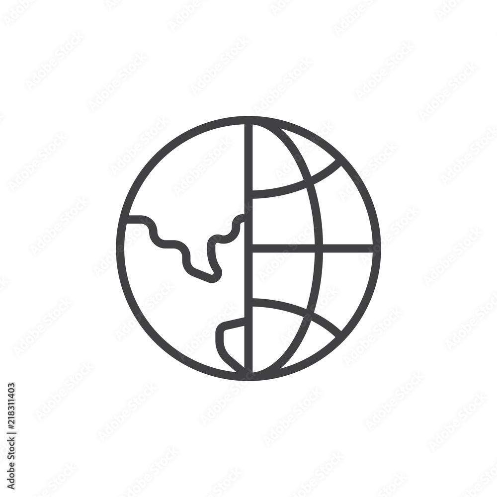 Earth globe grid outline icon. linear style sign for mobile concept and web design. Global communication simple line vector icon. Symbol, logo illustration. Pixel perfect vector graphics Earth globe grid outline icon. linear style sign for mobile concept and web design. Global communication simple line vector icon. Symbol, logo illustration. Pixel perfect vector graphics