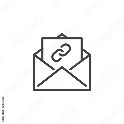 Link mail outline icon. linear style sign for mobile concept and web design. Envelope with chain letter simple line vector icon. Mail attachment symbol logo illustration. Pixel perfect vector graphics