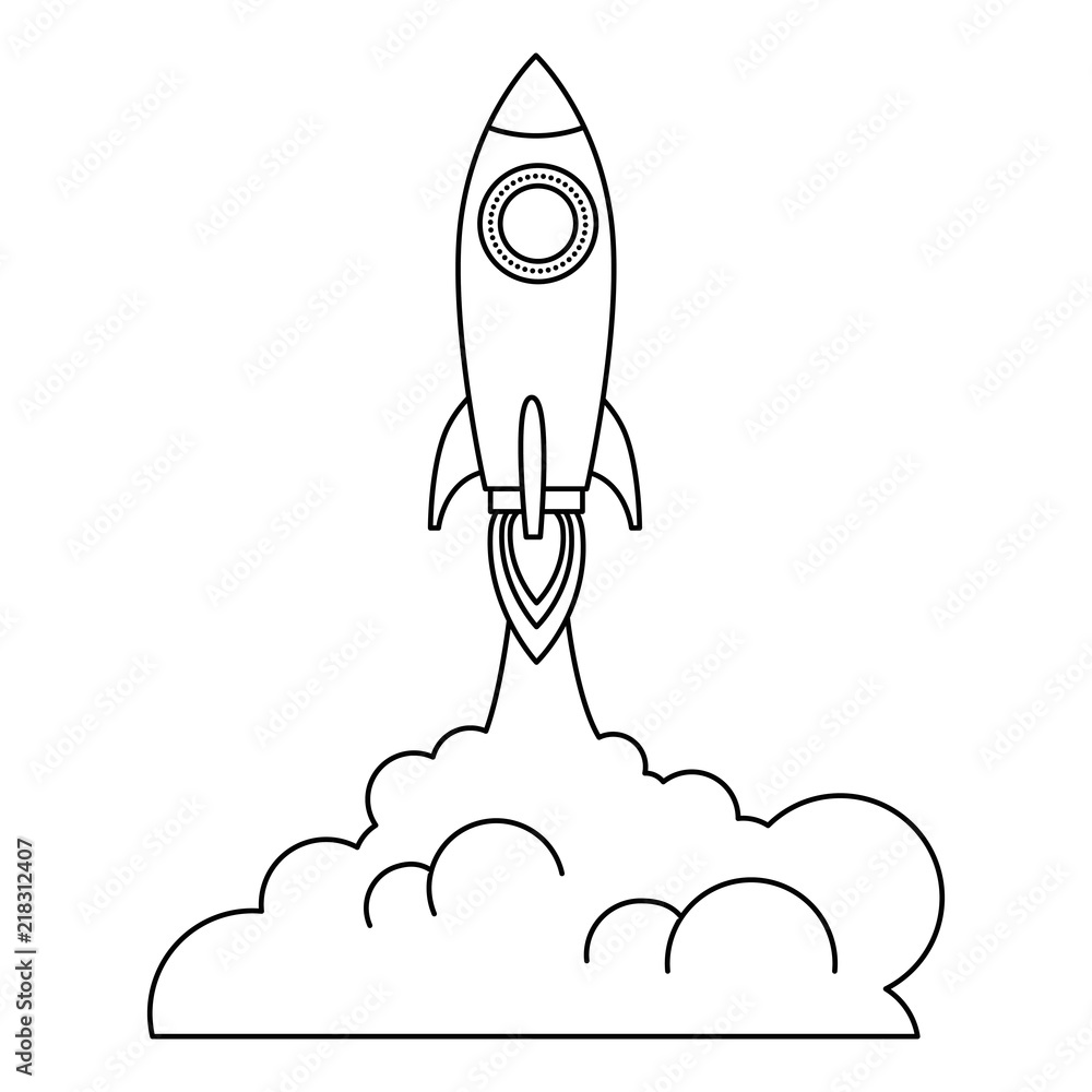 Fototapeta premium rocket start up with smoke
