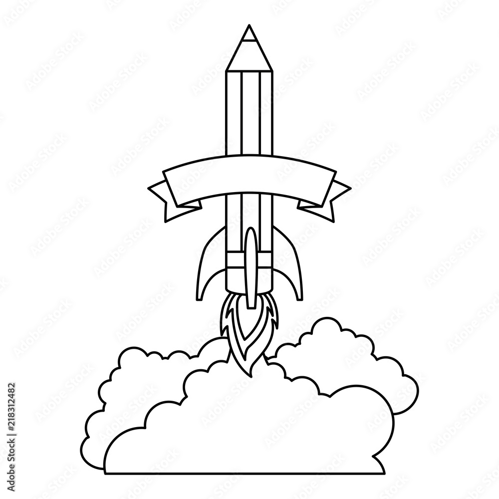 Fototapeta premium pencil rocket start up with smoke