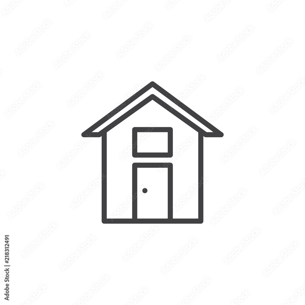 Home outline icon. linear style sign for mobile concept and web design. House with door and window simple line vector icon. Symbol, logo illustration. Pixel perfect vector graphics Home outline icon. linear style sign for mobile concept and web design. House with door and window simple line vector icon. Symbol, logo illustration. Pixel perfect vector graphics
