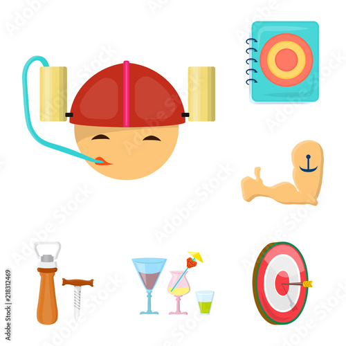 Pub, interior and equipment cartoon icons in set collection for design. Alcohol and food vector symbol stock web illustration.