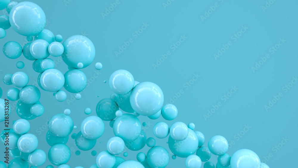 Blue spheres of random size on blue background Blue spheres of random size on blue background