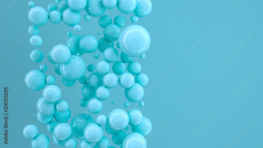Blue spheres of random size on blue background Blue spheres of random size on blue background