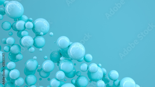Blue spheres of random size on blue background