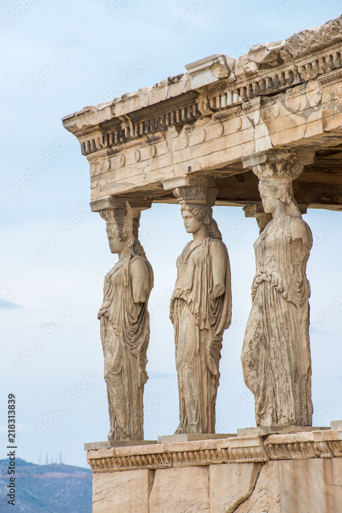 Figures of the Caryatid Porch of the Erechtheion on the Acropolis at Athens, Greece