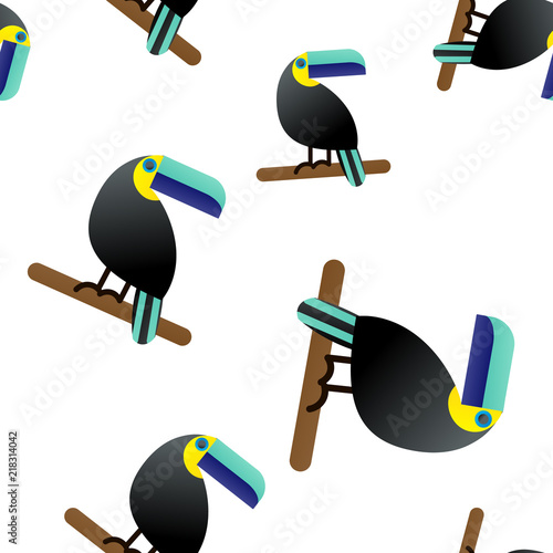 Seamless pattern. The Tropican theme is the Toucan bird