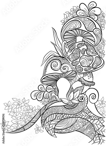 Vector illustration in zentangle style.Sketch for coloring books, cards, prints, flyers, banners, invitations.