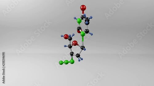 Zidovudine molecule. Molecular structure of azidothymidine, inhibitor of HIV replication. photo