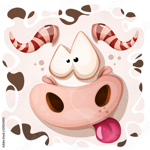 Funny, cute, crazy monster characters. Cow illustration Vector eps 10