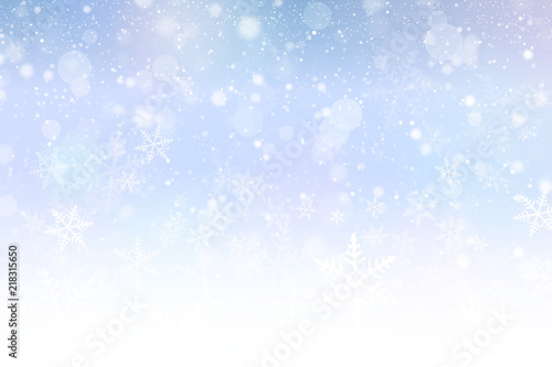丸いボケと雪の結晶の背景 