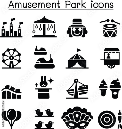 Amusement park & Festival icon set