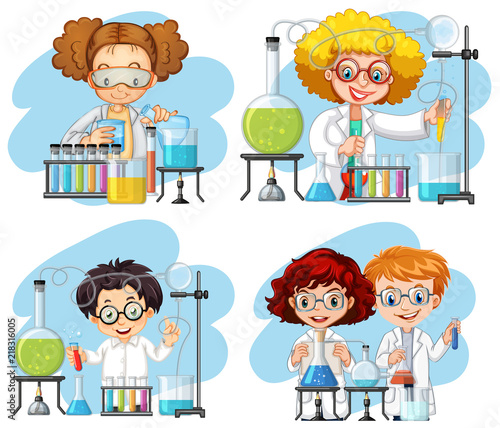 A set of chemist on white background