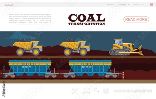 Flat Coal Transportation Landing Page Template