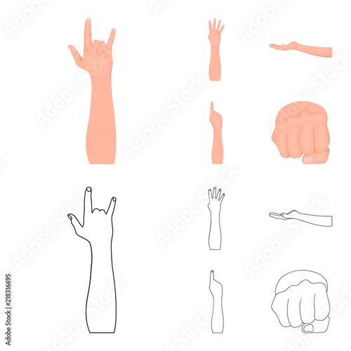 Sign Language cartoon,outline icons in set collection for design.Emotional part of communication vector symbol stock web illustration.
