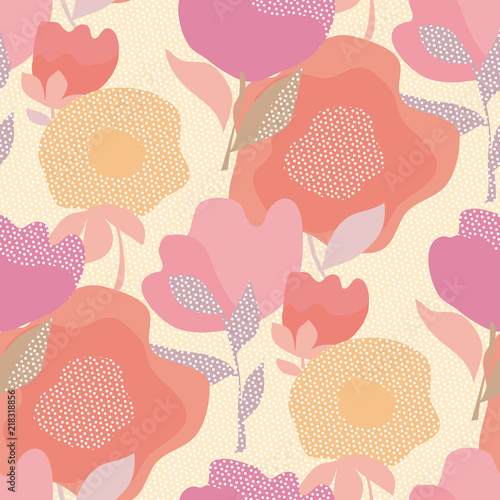 Abstract pastel color floral seamless pattern