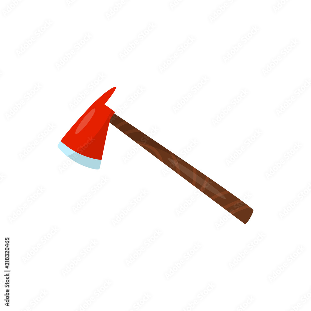 Red axe, equipment of firefighter vector Illustration on a white background
