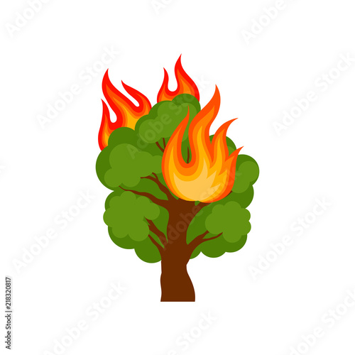 Burning forest tree vector Illustration on a white background