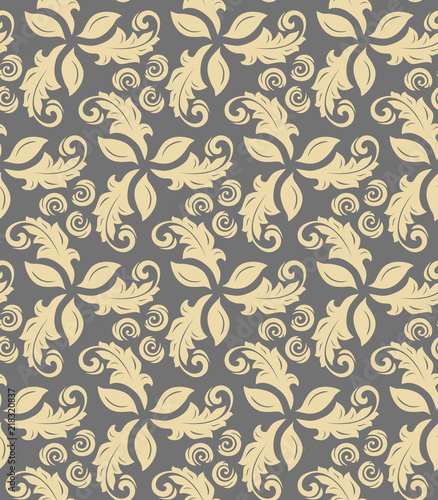 Floral golen ornament. Seamless abstract classic background with flowers. Pattern with repeating elements