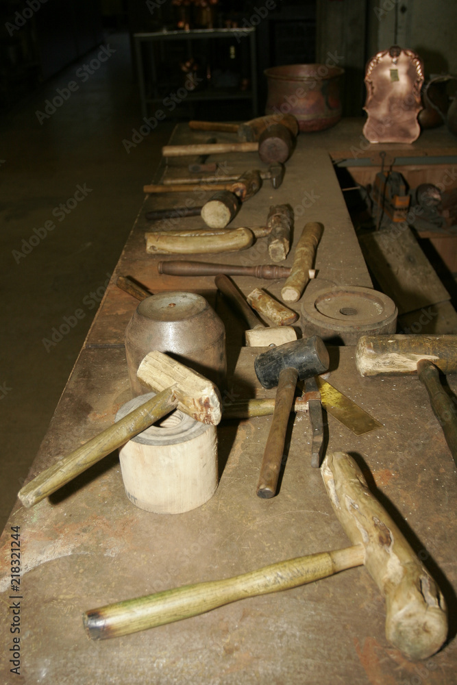  Old tools and machinery in old  copper objects factory
