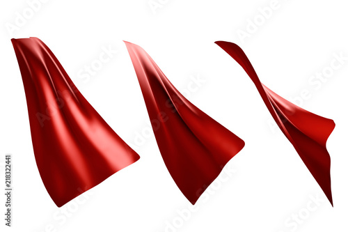 Fotografía Three flowing style red cape hero isolated on white background