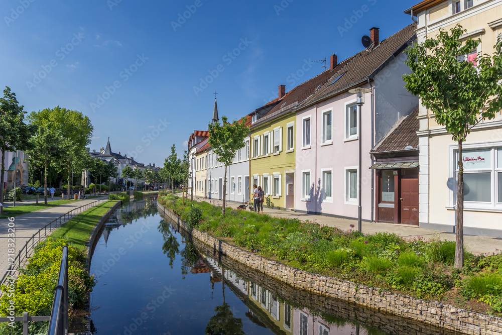 Colorful canal in the historic center of Detmold, Germany