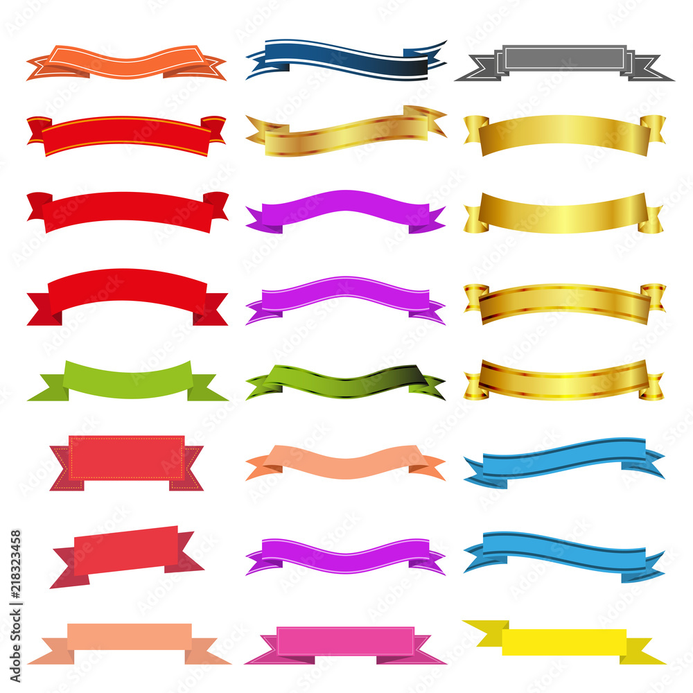 Set of banner ribbons