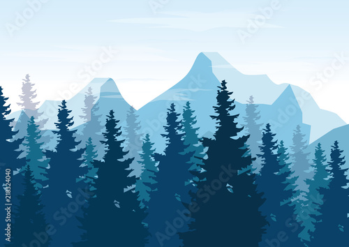Vector Illustration : Landscape with Mountain Peaks