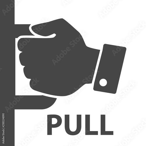 Flat modern black hand with handle on white background. Concept 