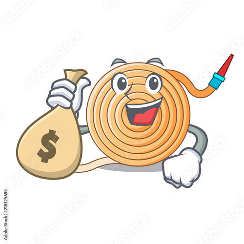 With money bag water hose character cartoon