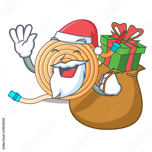 Santa with gift the water hose mascot