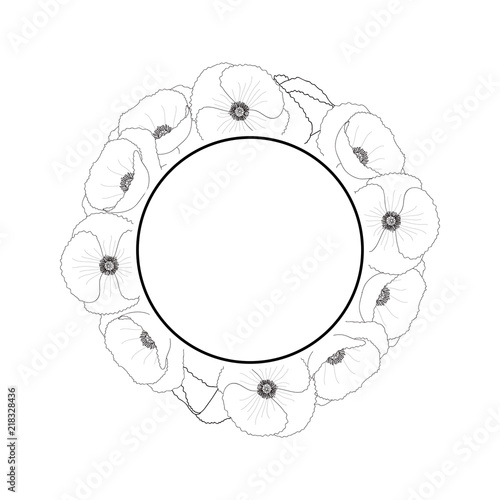 Fototapeta Naklejka Na Ścianę i Meble -  Corn Poppy Banner Weath Outline