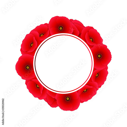 Fototapeta Naklejka Na Ścianę i Meble -  Red Corn Poppy Banner Weath